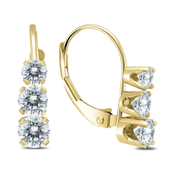 1 Carat TW Three Stone Drop Earrings in 14K Yellow Gold- ERF59965