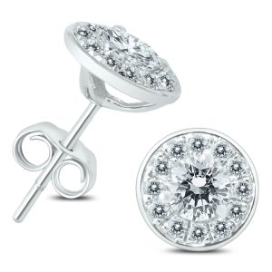 3/4 Carat TW Diamond Halo Earrings in 14K White Gold- ERF60269