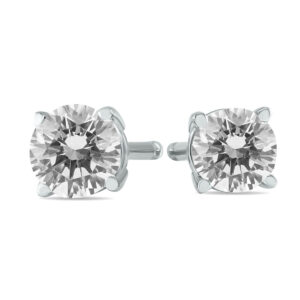 1/3 Carat TW Round Diamond Solitaire Stud Earrings In 14k White Gold- ERF60302
