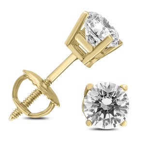 1/2 Carat TW Diamond Studs Screw Back Earrings in 14K Yellow Gold- ERF60439