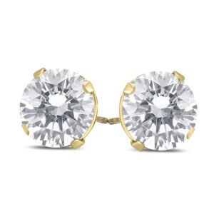 PREMIUM QUALITY 2 Carat TW Diamond Solitaire Earrings in 14K Yellow Gold (G-H Color, SI1-SI2 Clarity)- ERF60643