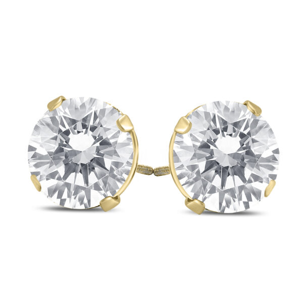 PREMIUM QUALITY 2 Carat TW Diamond Solitaire Earrings in 14K Yellow Gold (G-H Color, SI1-SI2 Clarity)- ERF60643