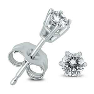 1/4 Carat TW 6 Prong Round Diamond Solitaire Stud Earrings in 14k White Gold- ERF60690