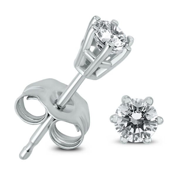 1/4 Carat TW 6 Prong Round Diamond Solitaire Stud Earrings in 14k White Gold- ERF60690