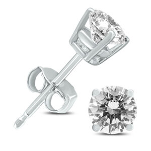 Almost 3/4 Carat TW Round Diamond Solitaire Stud Earrings in 14K White Gold- ERF60780