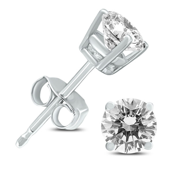 Almost 3/4 Carat TW Round Diamond Solitaire Stud Earrings in 14K White Gold- ERF60780