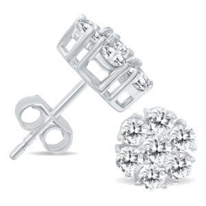 2 Carat TW Diamond Flower Cluster Stud Earrings in 14K White Gold- ERF61005