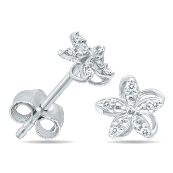Diamond Flower Stud Earrings In.925 Sterling Silver- ERF61260