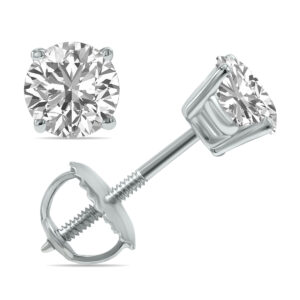 IGI Certified 1 Carat TW Lab Grown Diamond Solitaire Earrings in 14K White Gold- ERF61360LDIGI