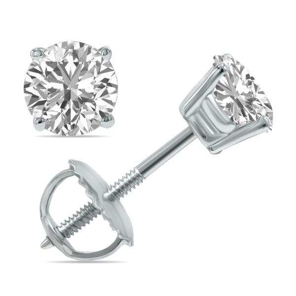 IGI Certified 1 Carat TW Lab Grown Diamond Solitaire Earrings in 14K White Gold- ERF61360LDIGI