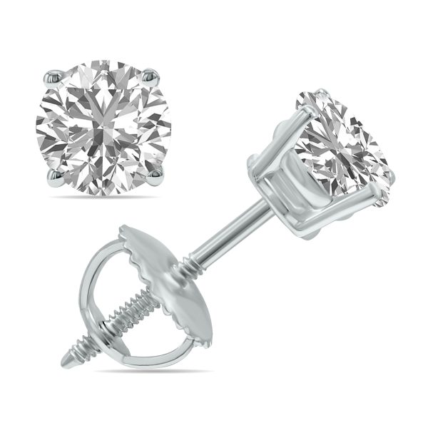 IGI Certified 1.50 Carat TW Lab Grown Diamond Solitaire Earrings in 14K White Gold- ERF61361LDIGI