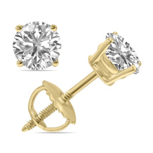 Lab Grown 1.50 Carat Total Weight Diamond Solitaire Earrings in 14K Yellow Gold- ERF61377LD