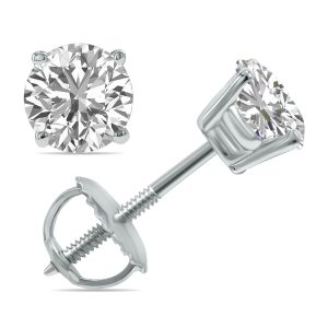Lab Grown 1.25 Carat Total Weight Diamond Solitaire Earrings in 14K White Gold- ERF61398LD