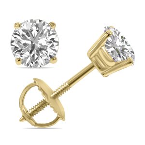 IGI Certified 1.25 Carat TW Lab Grown Diamond Solitaire Earrings in 14K Yellow Gold- ERF61399LDIGI