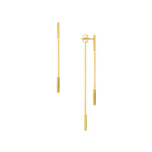 14K Solid Yellow Gold Double Drop Dangle Earrings- ERF614334