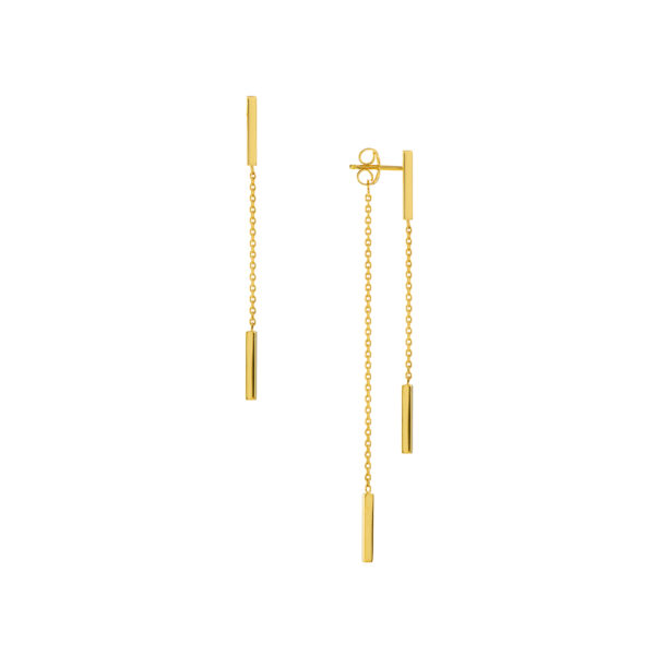 14K Solid Yellow Gold Double Drop Dangle Earrings- ERF614334