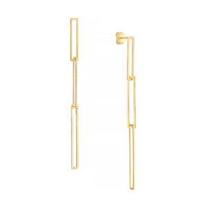 14K Solid Yellow Gold Paper Clip Drop Earrings- ERF61440