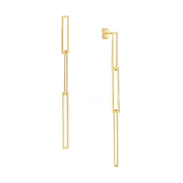 14K Solid Yellow Gold Paper Clip Drop Earrings- ERF61440