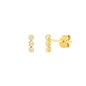 14K Solid Yellow Gold and 1/15 CTW Natural Diamond Trio Stud Earrings- ERF61483