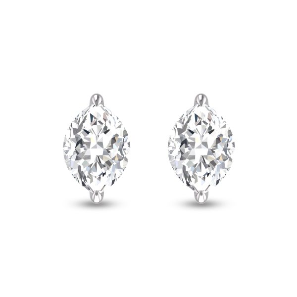 Lab Grown 1/2 Carat Marquise Solitaire Diamond Earrings in 14K White Gold- ERF61516LD