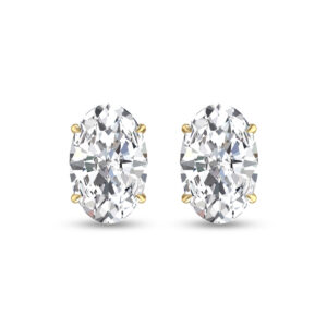 Lab Grown 1/2 Carat Oval Solitaire Diamond Earrings in 14K Yellow Gold- ERF61519LD
