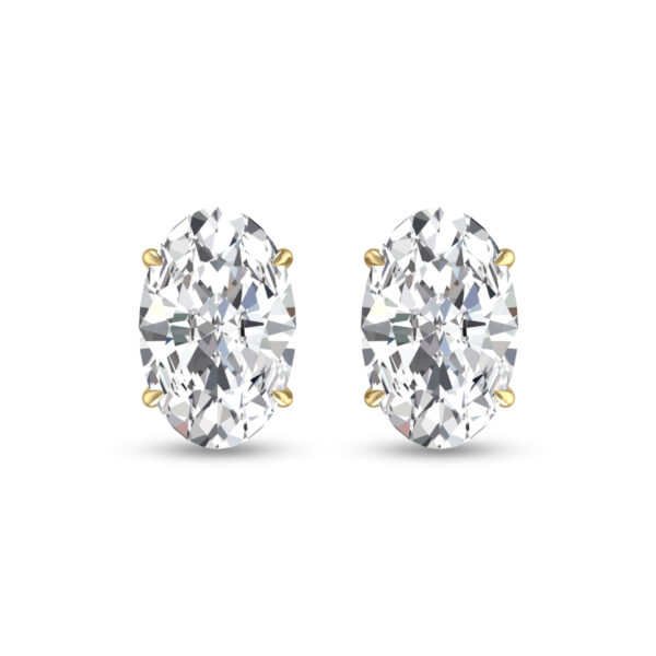 Lab Grown 1/2 Carat Oval Solitaire Diamond Earrings in 14K Yellow Gold- ERF61519LD