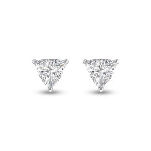 Lab Grown 1/2 Carat Trillion Shaped Solitaire Diamond Earrings in 14K White Gold- ERF61526LD