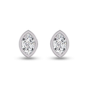 Lab Grown 1/2 Carat Marquise Bezel Set Diamond Solitaire Earrings in 14K White Gold- ERF61530LD
