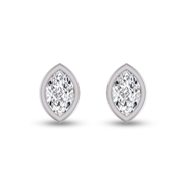 Lab Grown 1/2 Carat Marquise Bezel Set Diamond Solitaire Earrings in 14K White Gold- ERF61530LD