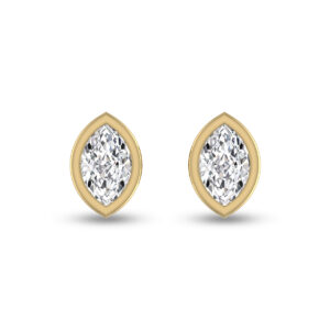 Lab Grown 1/2 Carat Marquise Bezel Set Diamond Solitaire Earrings in 14K Yellow Gold- ERF61531LD