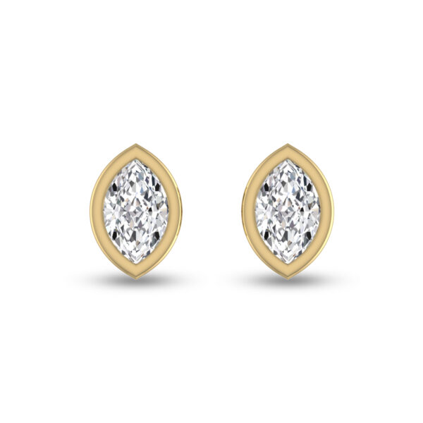 Lab Grown 1/2 Carat Marquise Bezel Set Diamond Solitaire Earrings in 14K Yellow Gold- ERF61531LD
