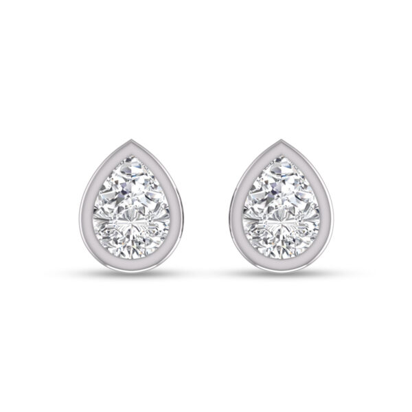 Lab Grown 1/2 Carat Pear Shaped Bezel Set Solitaire Diamond Earrings in 14K White Gold- ERF61534LD