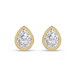 Lab Grown 1/2 Carat Pear Shaped Bezel Set Solitaire Diamond Earrings in 14K Yellow Gold- ERF61535LD