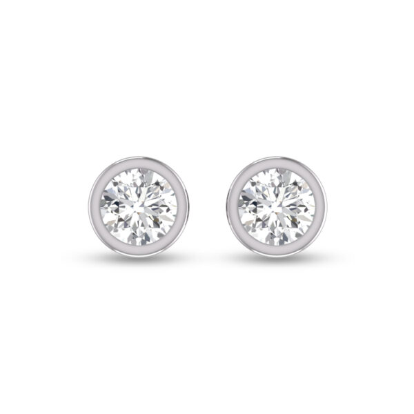 Lab Grown 1/2 Carat Round Bezel Set Solitaire Diamond Earrings in 14K White Gold- ERF61536LD