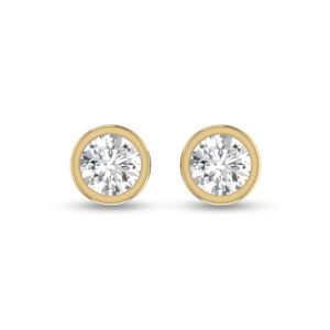 Lab Grown 1/2 Carat Round Bezel Set Solitaire Diamond Earrings in 14K Yellow Gold- ERF61537LD