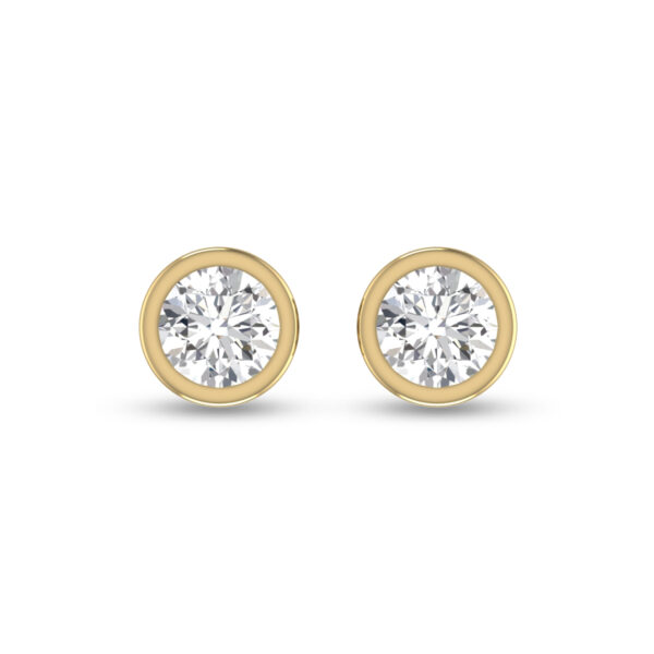 Lab Grown 1/2 Carat Round Bezel Set Solitaire Diamond Earrings in 14K Yellow Gold- ERF61537LD