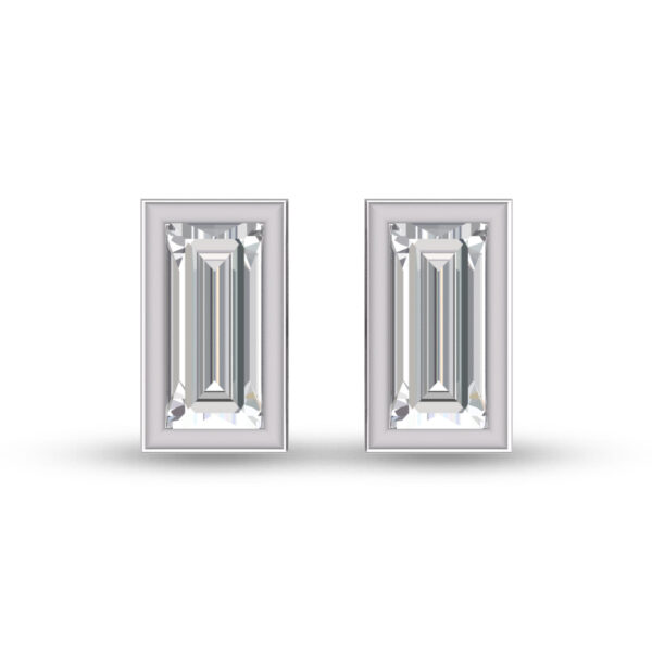 Lab Grown 1/2 Carat Baguette Bezel Set Diamond Solitaire Earrings in 14K White Gold- ERF61538LD
