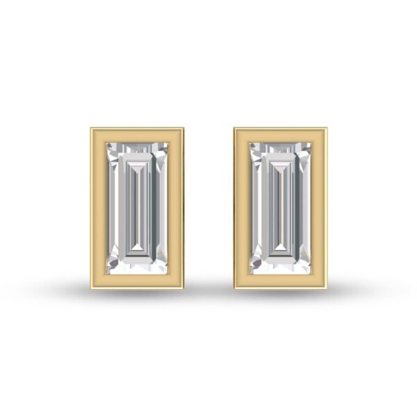 Lab Grown 1/2 Carat Baguette Bezel Set Diamond Solitaire Earrings in 14K Yellow Gold- ERF61539LD