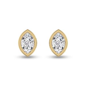 Lab Grown 1/4 Carat Marquise Bezel Set Diamond Solitaire Earrings in 14K Yellow Gold- ERF61682LD