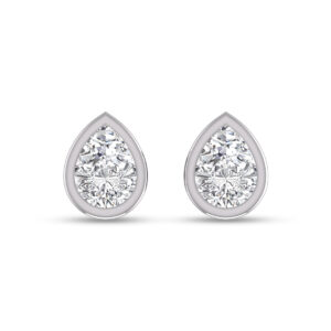 Lab Grown 3/4 Carat Pear Shaped Bezel Set Solitaire Diamond Earrings in 14K White Gold- ERF61699LD