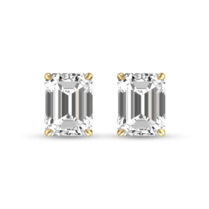 Lab Grown 3/4 Carat Emerald Cut Solitaire Diamond Earrings in 14K Yellow Gold- ERF61714LD