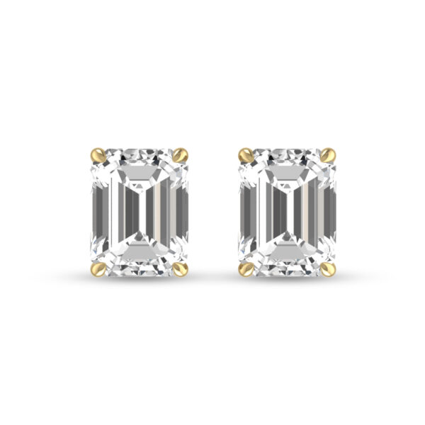 Lab Grown 3/4 Carat Emerald Cut Solitaire Diamond Earrings in 14K Yellow Gold- ERF61714LD