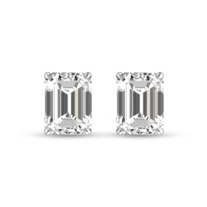 Lab Grown 1 Carat Emerald Cut Solitaire Diamond Earrings in 14K White Gold- ERF61715LD