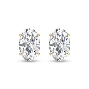 Lab Grown 3/4 Carat Oval Solitaire Diamond Earrings in 14K Yellow Gold- ERF61726LD