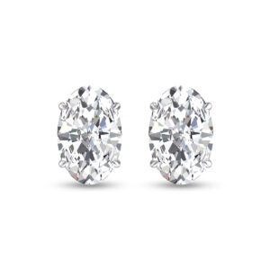 Lab Grown 1 Carat Oval Solitaire Diamond Earrings in 14K White Gold- ERF61727LD