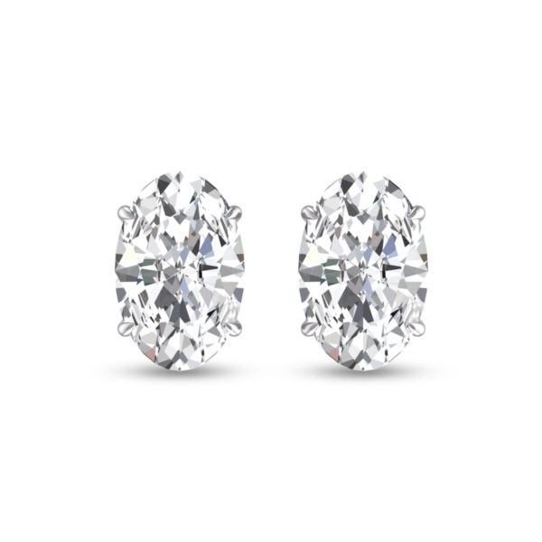 Lab Grown 1 Carat Oval Solitaire Diamond Earrings in 14K White Gold- ERF61727LD