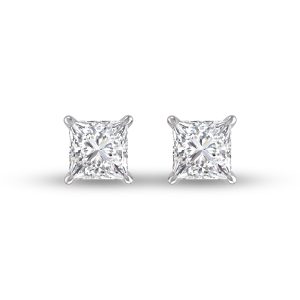 Lab Grown 3/4 Carat Princess Cut Solitaire Diamond Earrings in 14K White Gold- ERF61729LD