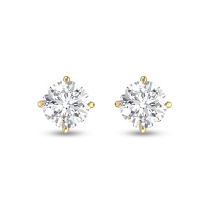 Lab Grown 3/4 Carat Round Solitaire Diamond Earrings in 14K Yellow Gold- ERF61742LD