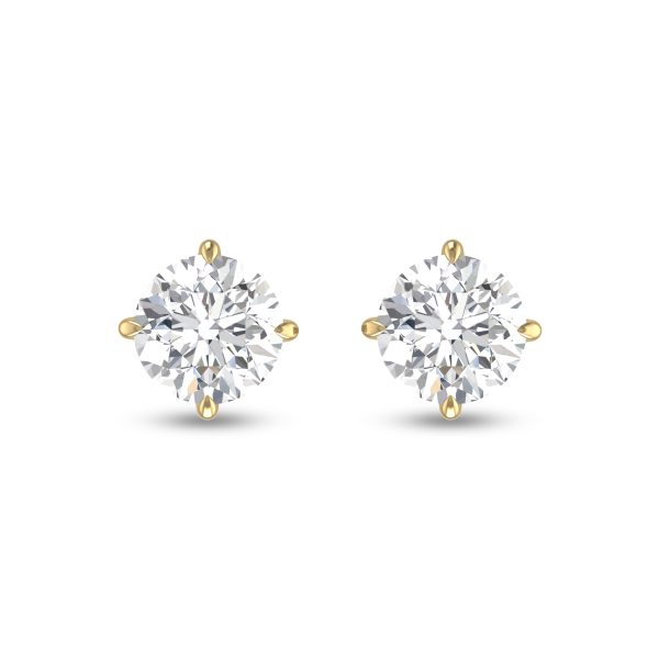 Lab Grown 3/4 Carat Round Solitaire Diamond Earrings in 14K Yellow Gold- ERF61742LD