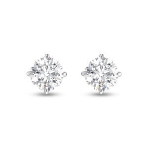 Lab Grown 1 Carat Round Solitaire Diamond Earrings in 14K White Gold- ERF61743LD